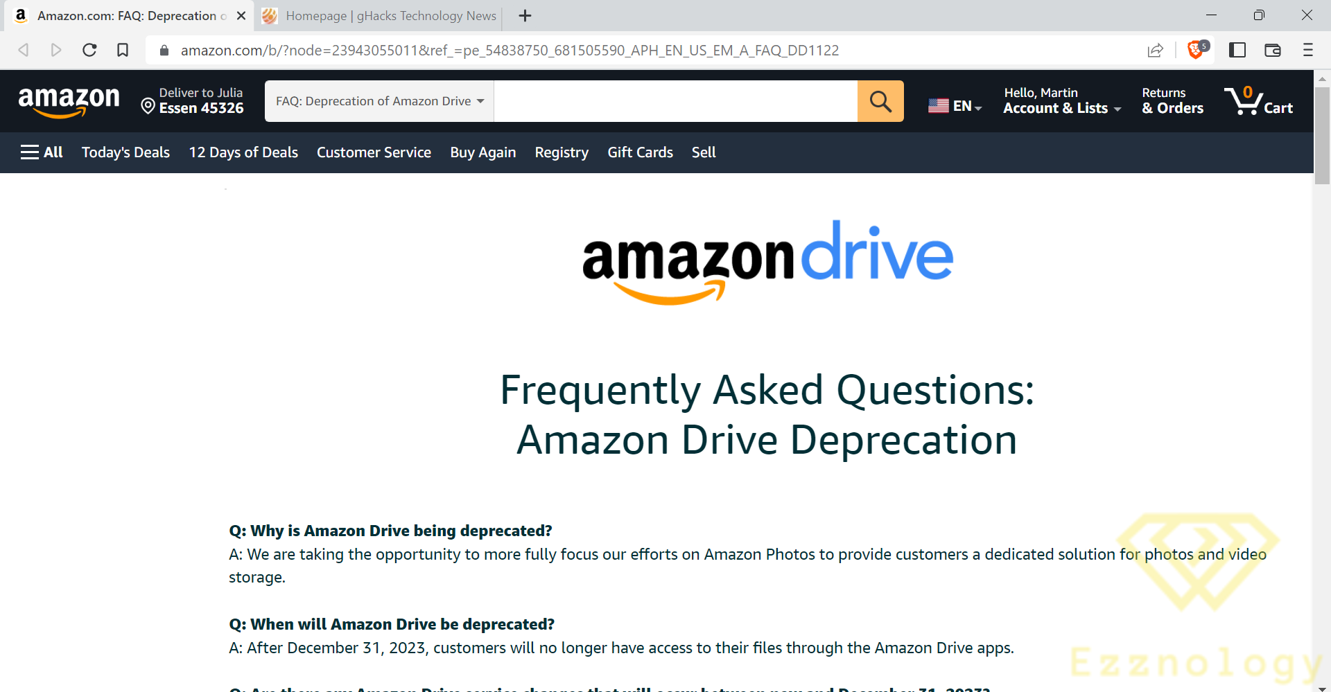 امازون ستغلق Amazon Drive فى نهاية عام 2023